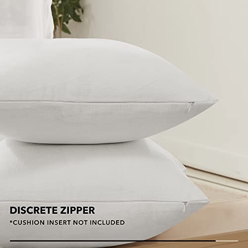 Deconovo 4 PCS Pillow Covers 18x18, No Insert - Faux Linen Sublimation Cushion Covers White Blank Pillow Covers, Throw Pillow Cases for Sofa, 18x18 Inch Natural White, Set of 4, Case Only