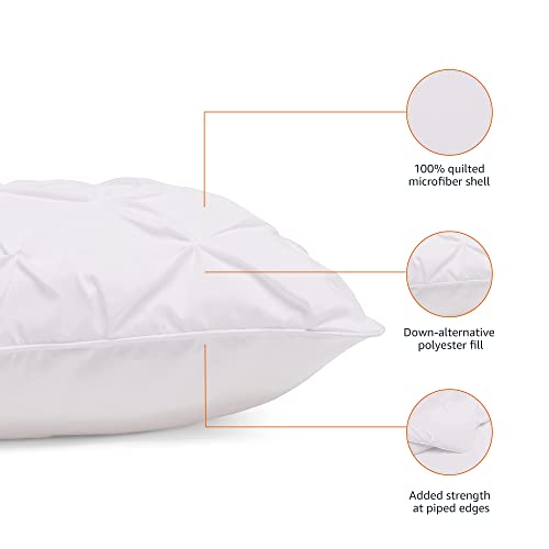 Amazon Basics Pinch Pleat All-Season Down-Alternative Comforter Bedding Set - Full / Queen, Bright White
