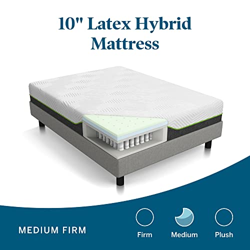 Lucid L300 King Adjustable Bed Base with Lucid 10 inch Latex Hybrid King Mattress