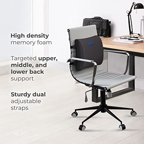 Everlasting Comfort Lumbar Support Pillow for Office Chair Back - Improve Posture While Sitting - Memory Foam Cushion Design for Computer Desk, Car, Gaming, Couch, Recliner