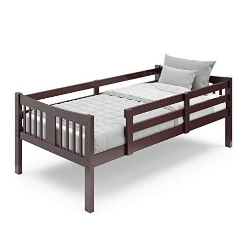 Storkcraft Caribou Solid Hardwood Twin Bunk Bed with Ladder and Safety Rail, Espresso
