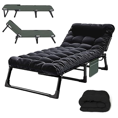 Soliles Portable Folding Camping Cot, Adjustable 4-Position Adults Reclining Chairs with Mattress,Outdoor Patio Folding Lounge Chair Sleeping Cots Bed, Perfect for Camping, Pool, Beach, Patio