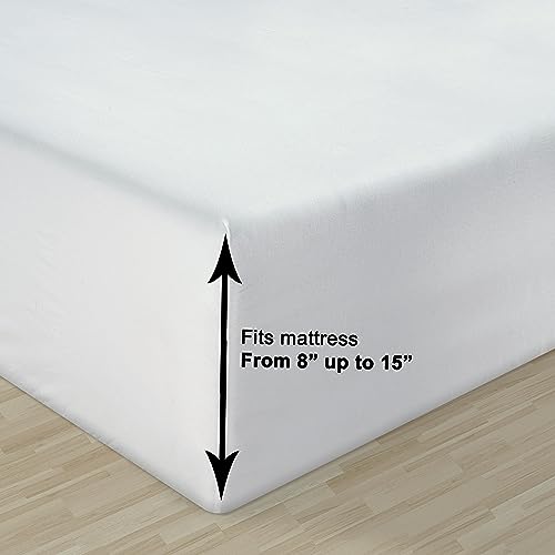 LANE LINEN 100% Organic Cotton Queen Sheets, 4-Piece bed sheets for Queen Size Bed Percale Weave Ultra Soft Best Bedding Sheets for Bed, Breathable, Fits Mattress Upto 15' Deep - White Queen Sheet Set