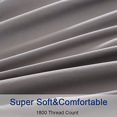 SONORO KATE Bed Sheets Set Sheets Microfiber Super Soft 1800 Thread Count Egyptian Sheets 16-Inch Deep Pocket Wrinkle- 6 Piece (King, Grey)