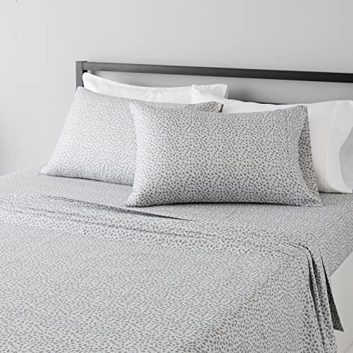 Amazon Basics Lightweight Super Soft Easy Care Microfiber Bed Sheet Set with 14” Deep Pockets - Full, Gray Cheetah