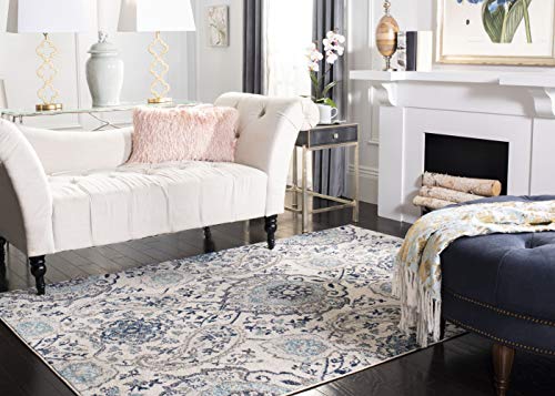 SAFAVIEH Madison Collection Area Rug - 8' x 10', Cream & Light Grey, Boho Chic Glam Paisley Design, Non-Shedding & Easy Care, Ideal for High Traffic Areas in Living Room, Bedroom (MAD600C)