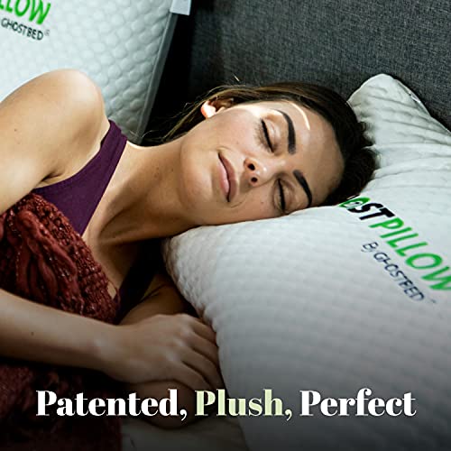GhostBed Memory Foam Pillow - Cooling & Contouring Gel Memory Foam with Ergonomic Design & Patented Cooling Layer, 1 Pack