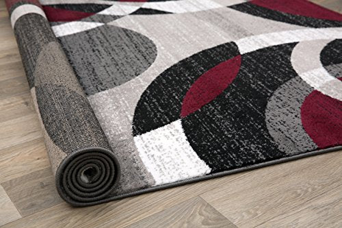 Rugshop Contemporary Abstract Circles Perfect for high Traffic Areas of Your Living Room,Bedroom,Home Office,Kitchen Easy Cleaning Area Rug 5'3" x 7'3" Red