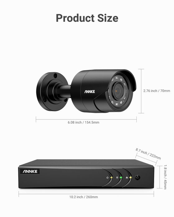 ANNKE 3K Lite Security Camera System Outdoor with AI Human/Vehicle Detection, 8CH H.265+ DVR and 8 x 1920TVL 2MP IP66 Home CCTV Cameras, Smart Playback, Email Alert with Images, 1TB Hard Drive - E200
