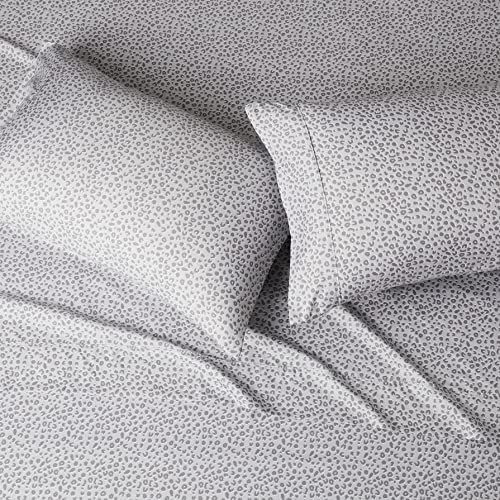Amazon Basics Lightweight Super Soft Easy Care Microfiber Bed Sheet Set with 14” Deep Pockets - Full, Gray Cheetah