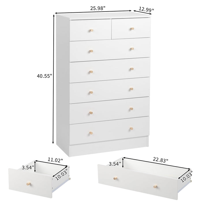 UBesGoo 7 Drawer Wood Dresser for Bedroom, Chest of Drawers, Storage O