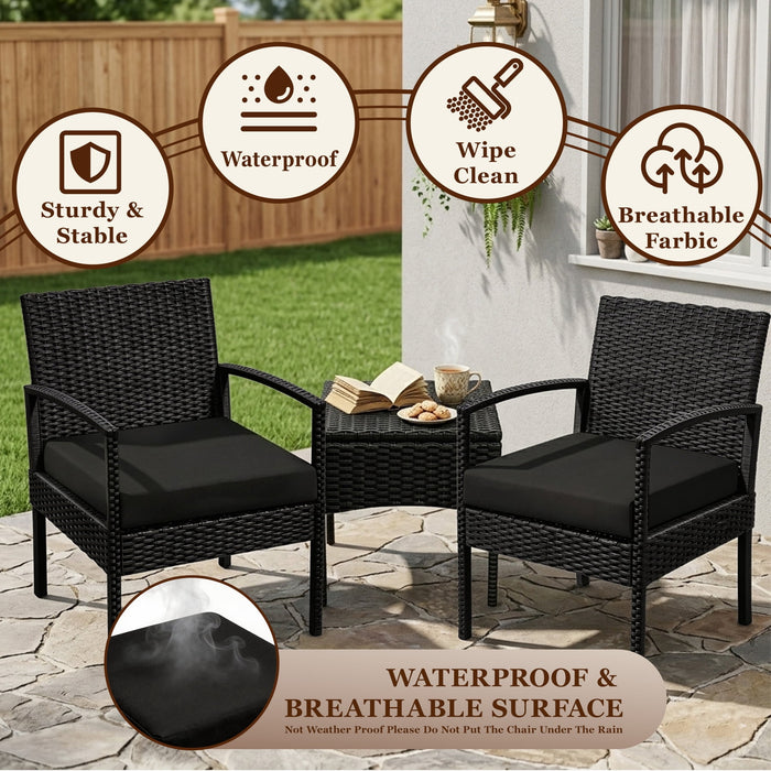 Tappio Outdoor Furniture 3 Piece Patio Bistro Furniture Set, Rattan Co