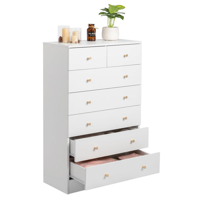 UBesGoo 7 Drawer Wood Dresser for Bedroom, Chest of Drawers, Storage O