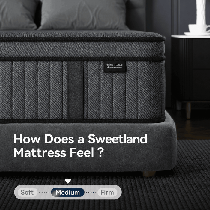 Sweetland 12" Queen Mattress in a Box, Hybrid Memory Foam with Individ
