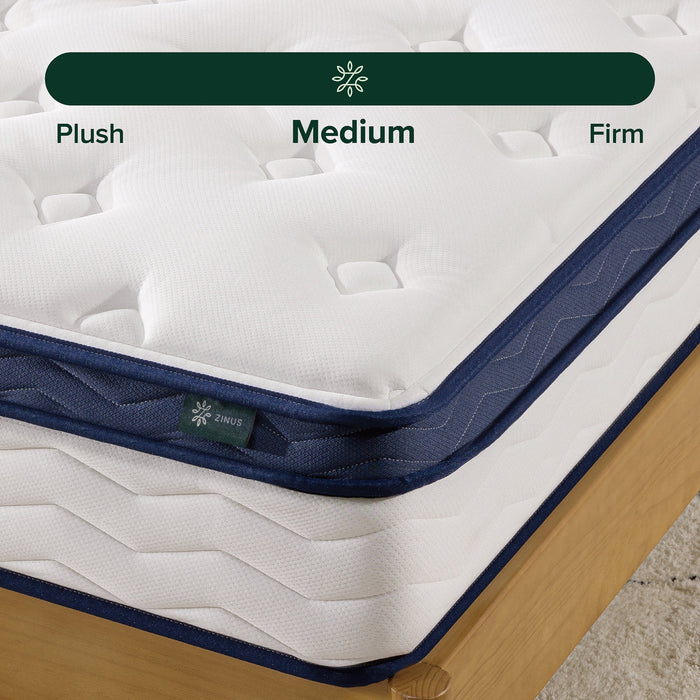 Zinus 10" Pocket Coil Euro Top Hybrid Mattress, Full