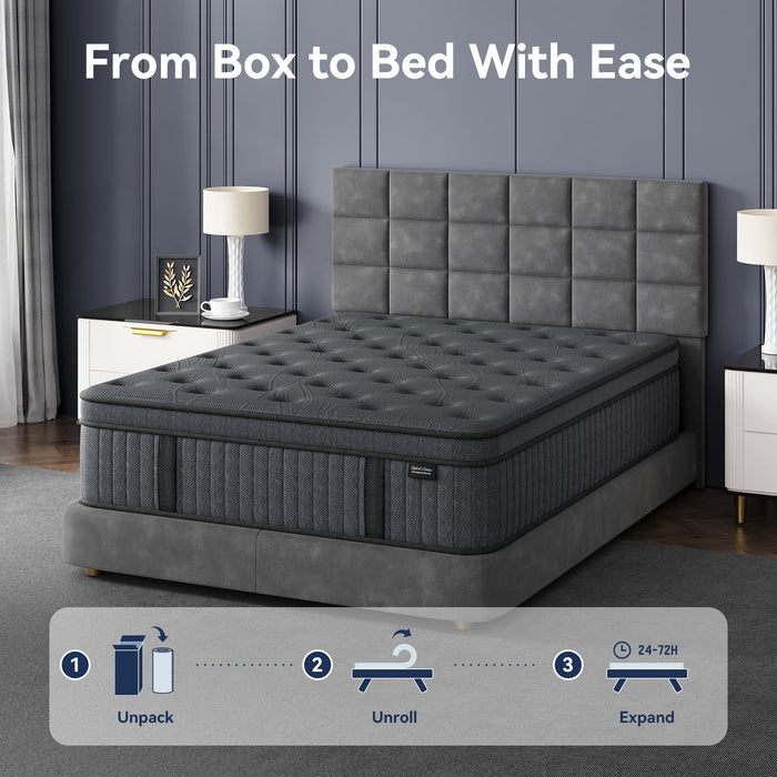 Sweetland 12" Queen Mattress in a Box, Hybrid Memory Foam with Individ