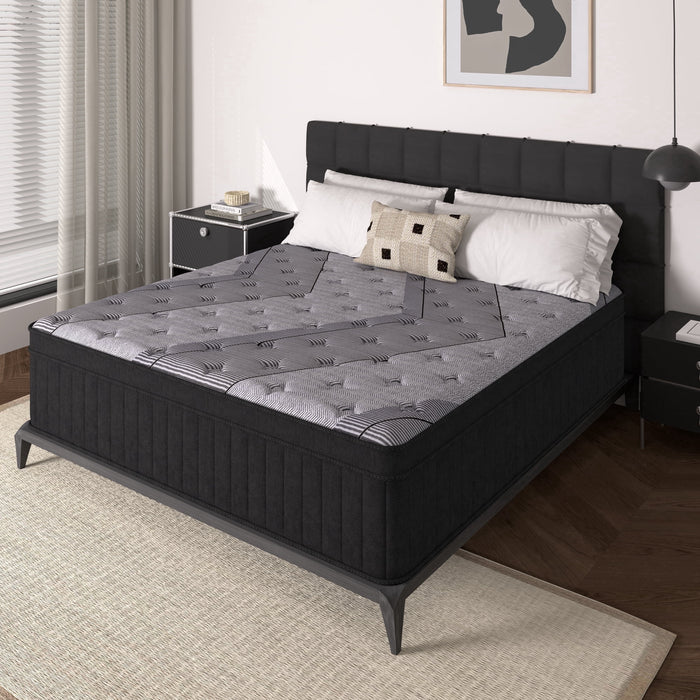12 Inch Queen Size Mattress,Gray Cooling Gel Memory Foam Mattress in a