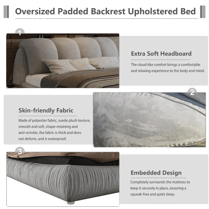 King Bed Frame And Headboard,Upholstered Platform Bed With Oversized P