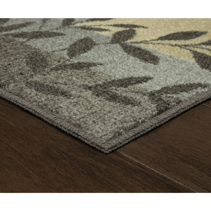 Mainstays Traditional Leaf Block Gray Print Indoor Area Rug, 7 ft x 10