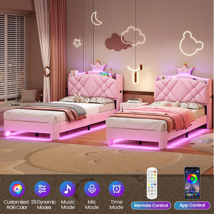 Torveric Twin Size Bed Frame with Headboard, Upholster Platform Bed Fr