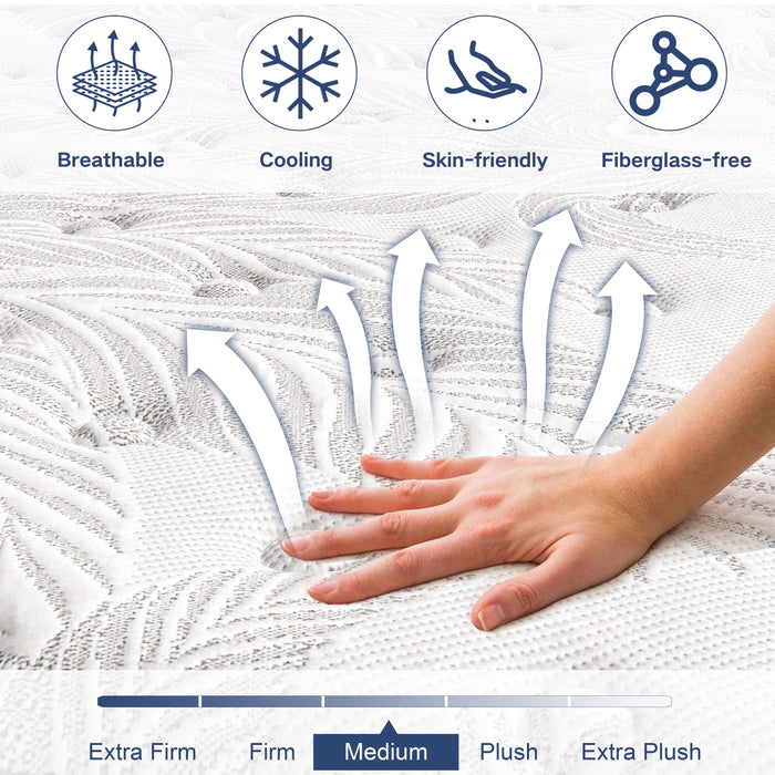 KOW Mattress 12 inch Full Size, Gel Memory Foam Hybrid Mattress in a B