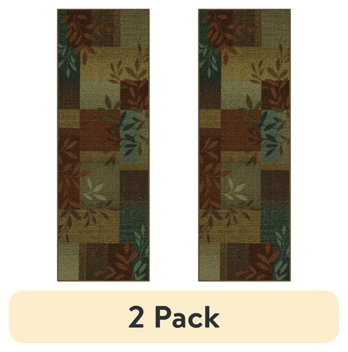 Mainstays Traditional Leaf Block Gray Print Indoor Area Rug, 7 ft x 10