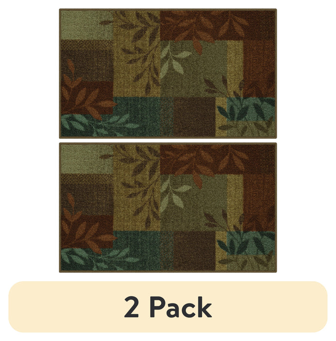 Mainstays Traditional Leaf Block Gray Print Indoor Area Rug, 7 ft x 10