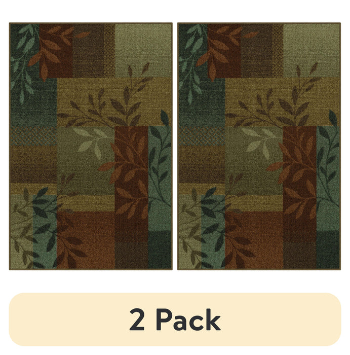 Mainstays Traditional Leaf Block Gray Print Indoor Area Rug, 7 ft x 10