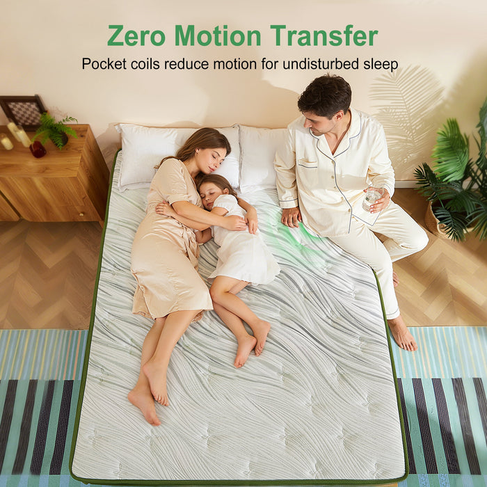 FOLVUTY Queen Mattress 14 inch Gel Memory Foam Hybrid Mattress and Poc