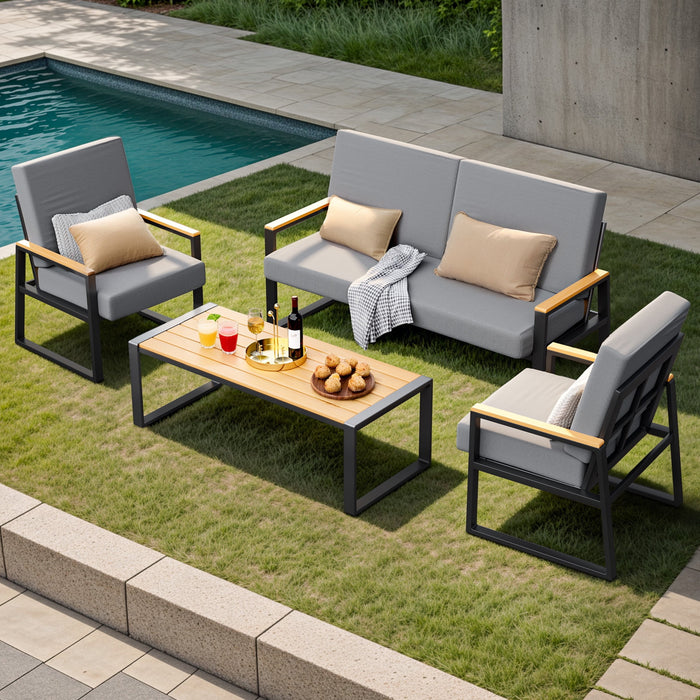 Patio Furniture Sets on Sale, Asofer 4 PCS Outdoor Conversation Sofa w