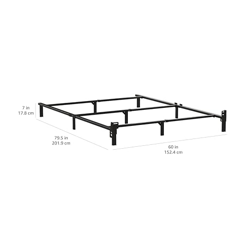 Amazon Basics Metal Bed Frame, 9-Leg Support Base for Box Spring and Mattress, Queen Size, Tool-Free Easy Assembly, 79.5" L x 59.5" W x 7" H, Black