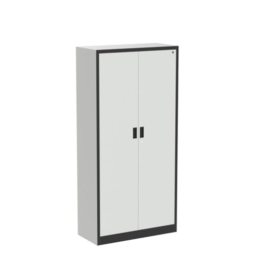 Fedmax Metal Garage Storage Cabinet - 71-inch Tall Large Steel Utility Locker with Adjustable Shelves & Locking Doors - Garage Cabinets for Tool Storage and Ammo Locker - White & Silver