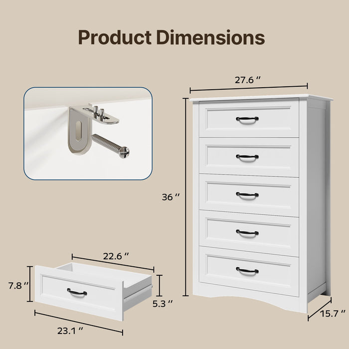 Bedroom Furniture Sets, Asofer 2 Nightstands, 5-Drawer Dressers & 7-Dr