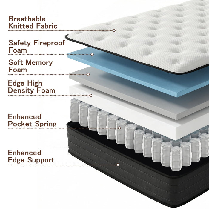 Queen Mattress, 12 Inch Hybrid Memory Foam Mattress in a Box, Pressure