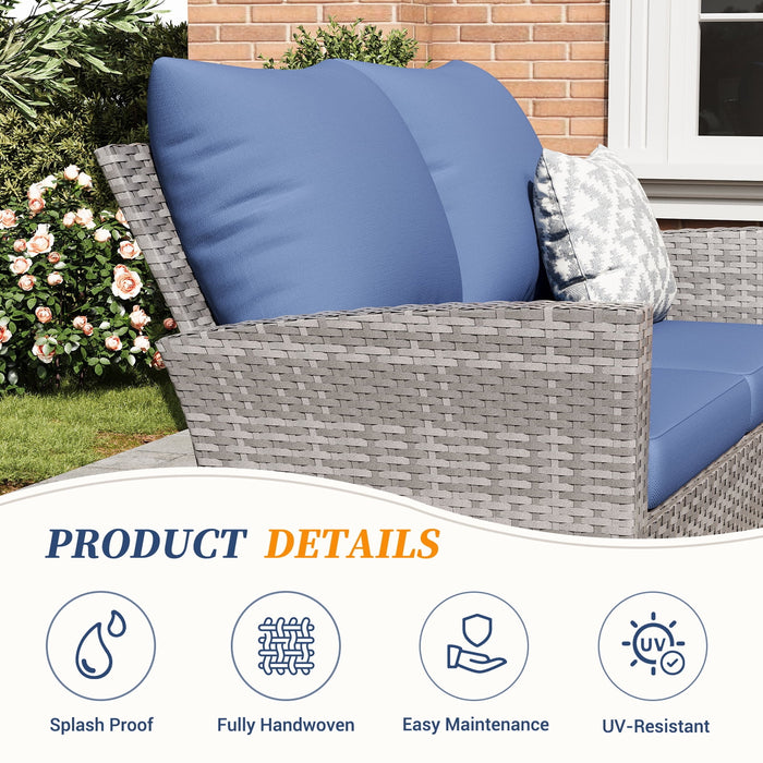 ELPOSUN Wicker Patio Furniture Set, 4 Piece Outdoor Sectional Conversa