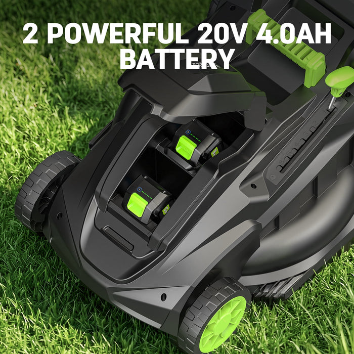 Steelite 17" Cordless Lawn Mower, 2x21V Battery Powered Walk-Behind Pu