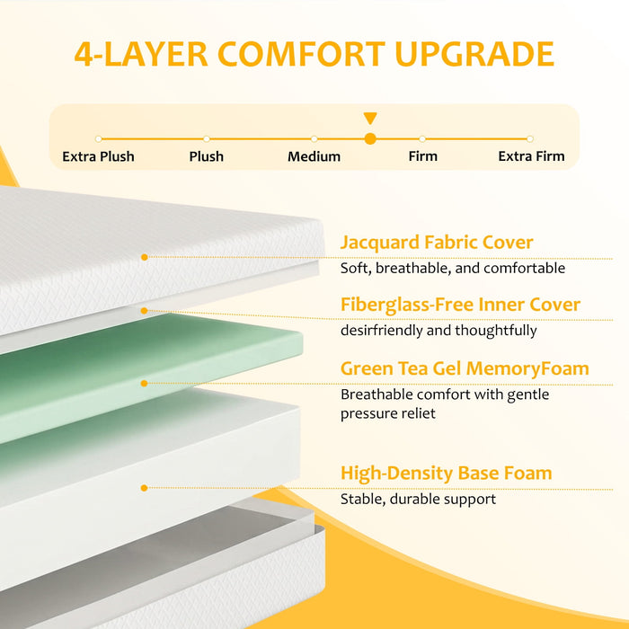 Mattress Queen 10 inches, Memory Foam Mattress Bed in a Box Medium Fir