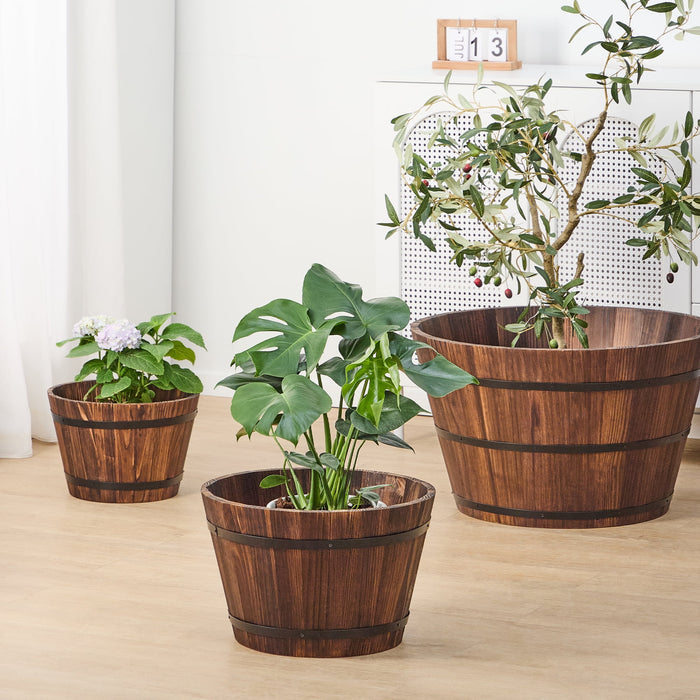 Better Homes & Gardens 17 in Wood Whiskey Barrel Planter