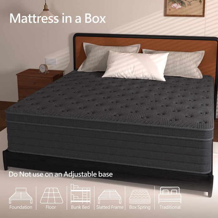12 Inch Queen Size Mattress,Gray Cooling Gel Memory Foam Mattress in a