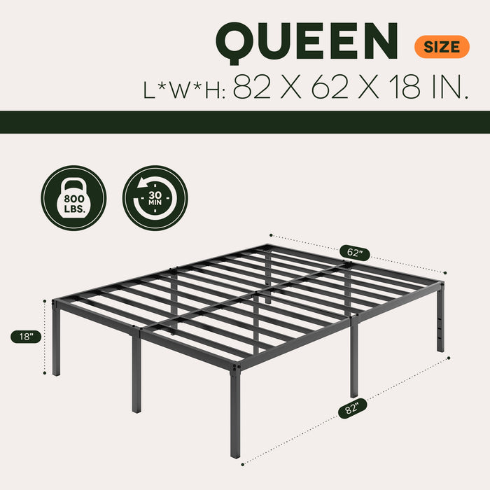 Einfach Queen Bed Frame, 18'' Metal Platform Bed with 16.6'' Under-Bed