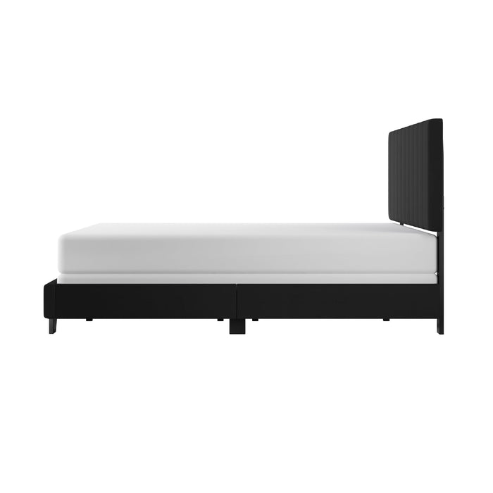 Reece Channel Stitched Upholstered King Bed, Black, by Hillsdale Livin
