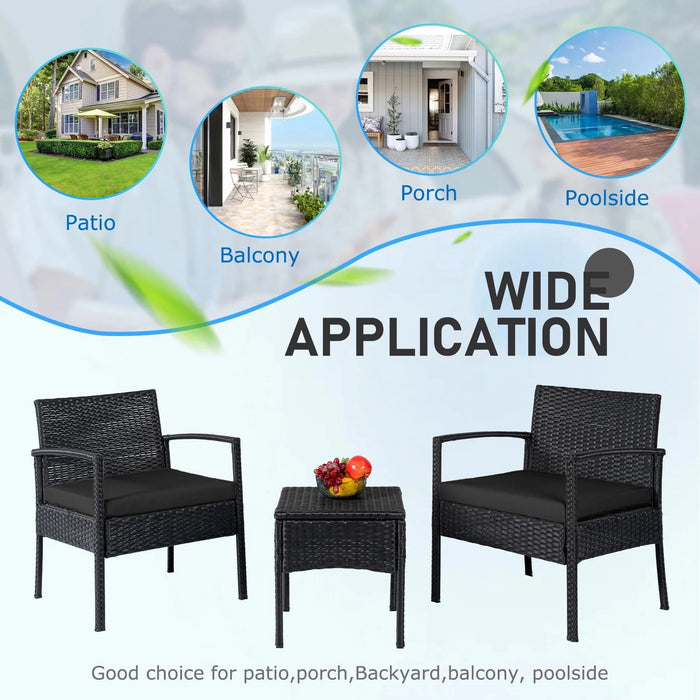 Tappio Outdoor Furniture 3 Piece Patio Bistro Furniture Set, Rattan Co