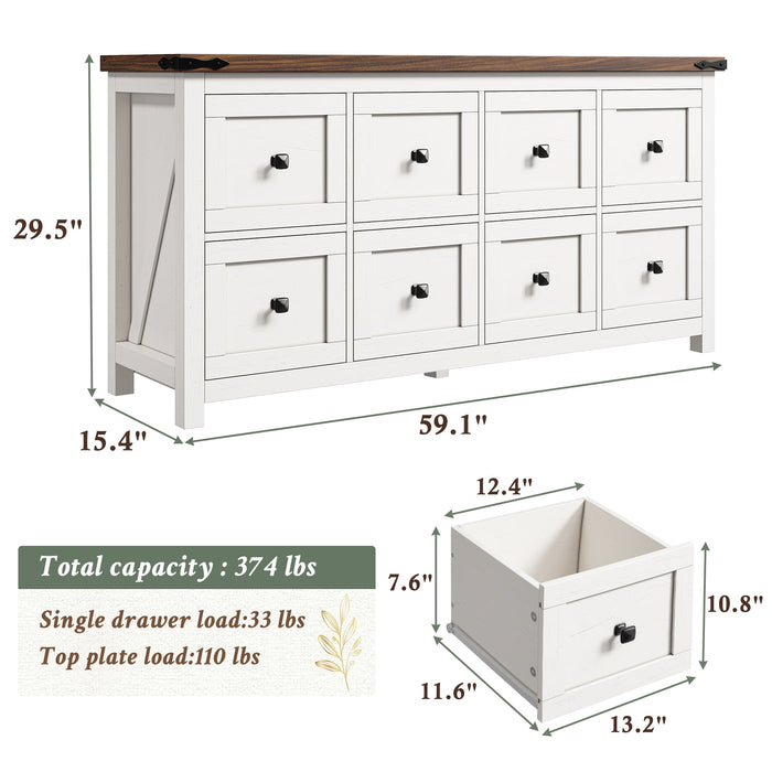 EnHomee Dresser for Bedroom White Dresser TV Stand Farmhouse Dresser w