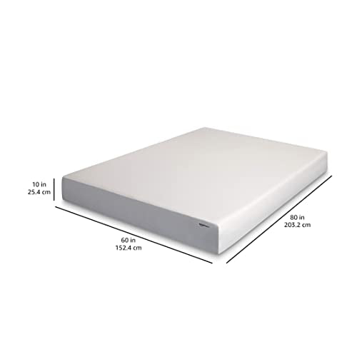 Amazon Basics Memory Foam Mattress, Medium Firm, 10 Inch, Queen, White/Grey