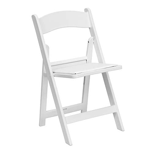 Flash Furniture Hercules Series Folding Chair - White Resin - Set of 4 800LB Weight Capacity Comfortable Event Chair - Light Weight Folding Chair