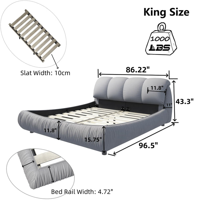 King Bed Frame And Headboard,Upholstered Platform Bed With Oversized P