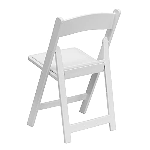 Flash Furniture Hercules Series Folding Chair - White Resin - Set of 4 800LB Weight Capacity Comfortable Event Chair - Light Weight Folding Chair