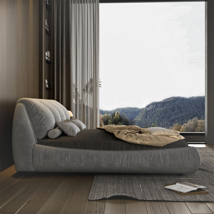 King Bed Frame And Headboard,Upholstered Platform Bed With Oversized P