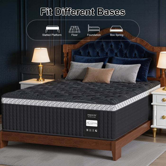 FOLVUTY Queen Mattress 14 inch Medium Firm Hybrid Mattress in a Box, G