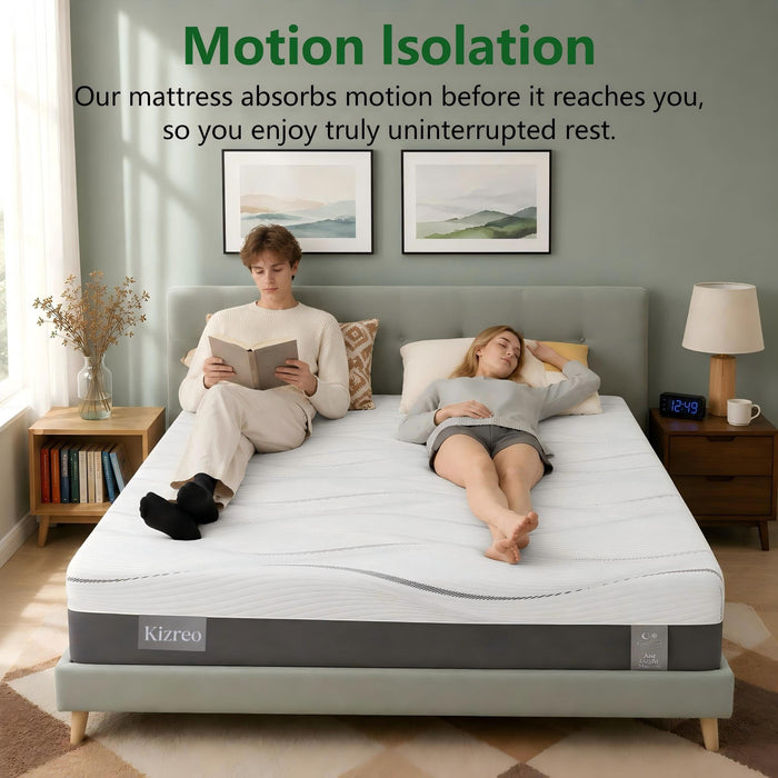 Kizreo 12 inch Cooling Green Tea Gel Memory Foam Queen Size Mattress i